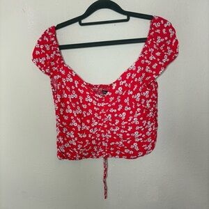 Zara Red Floral Women's Crop Top Size XL